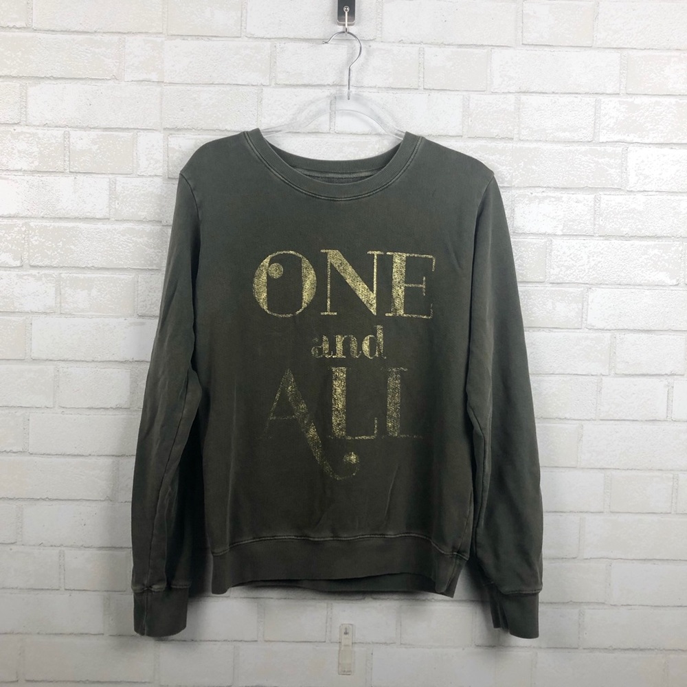 Corepower Yoga Burnished "One and all" metallic graphic sweatshirt size small
